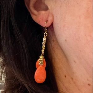 2 Tier Coral Dangle Earrings